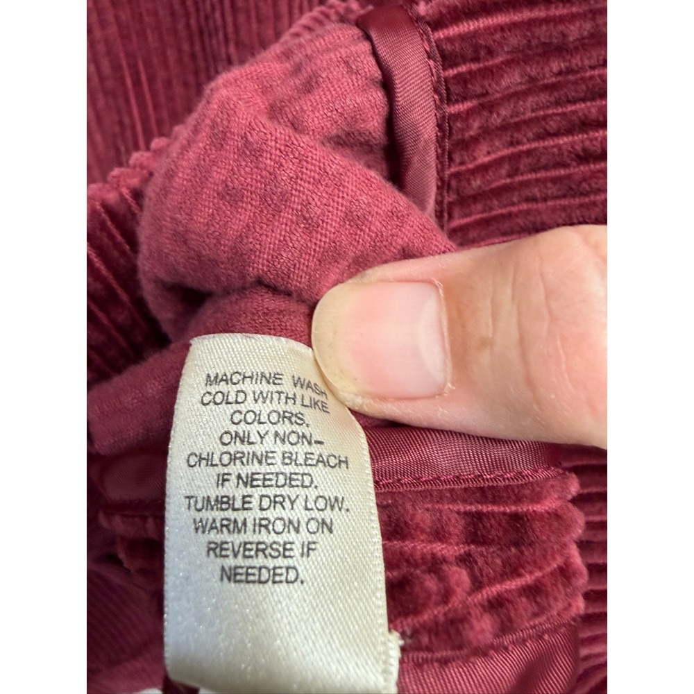 J. Jill Women's Corduroy Jacket Maroon Velvet Trim Button Front Chore Coat XL - Picture 7 of 8